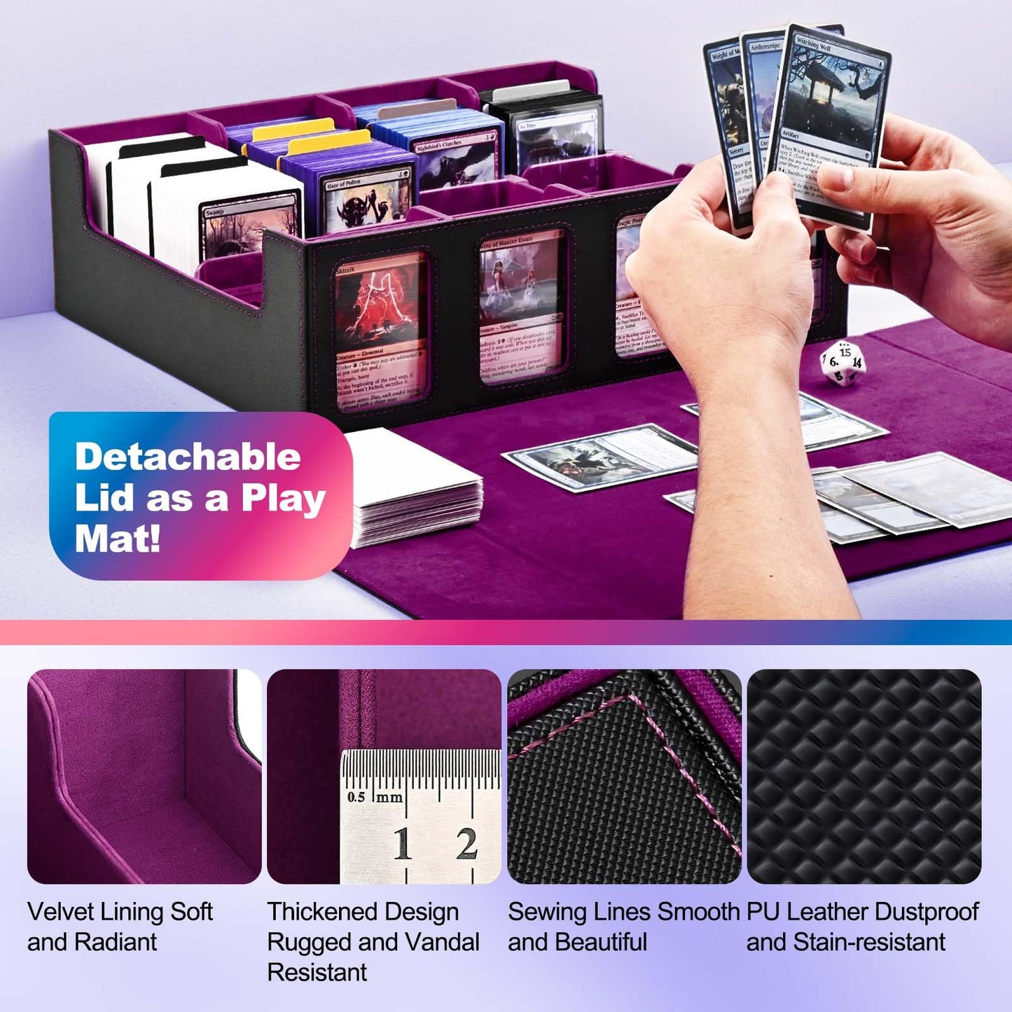 UAONO Trading Card Storage Box with Commander Display — 2400+ Deck Box for MTG