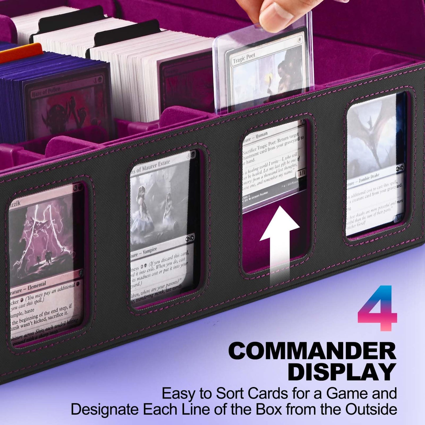 UAONO Trading Card Storage Box with Commander Display — 2400+ Deck Box for MTG