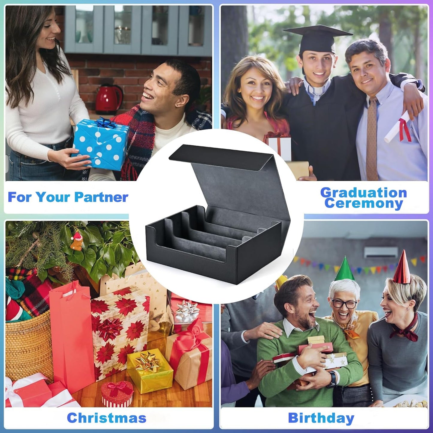 UAONO Trading Card Storage Box — 1800 Card Capacity, Magnetic PU Leather Case