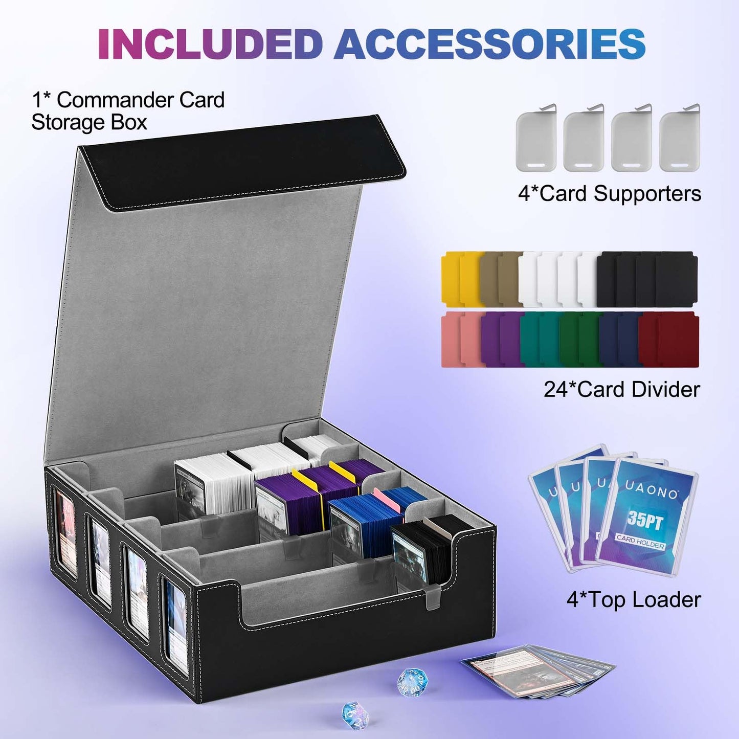 UAONO Trading Card Storage Box with Commander Display | 2400+ Deck Box for MTG