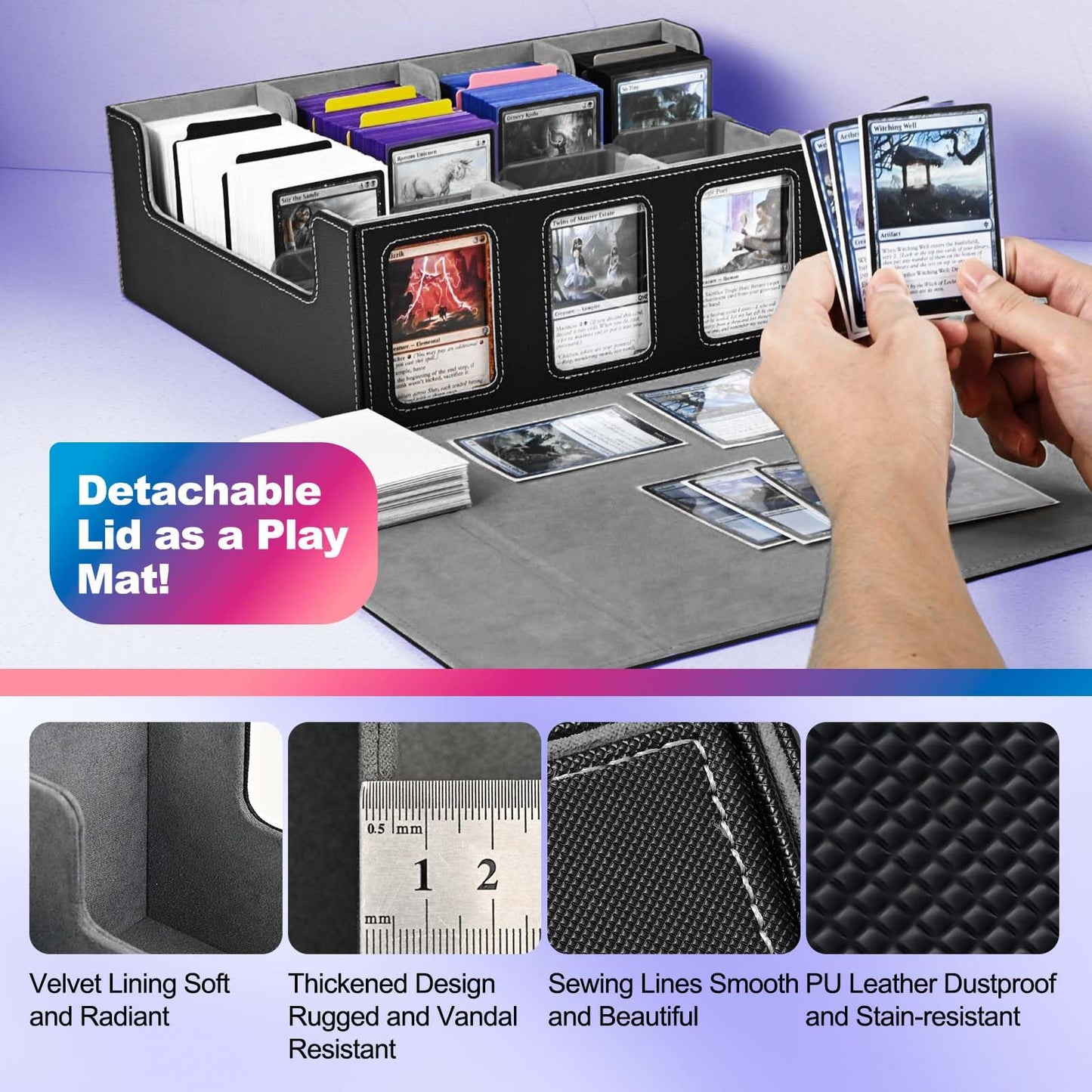 UAONO Trading Card Storage Box with Commander Display | 2400+ Deck Box for MTG
