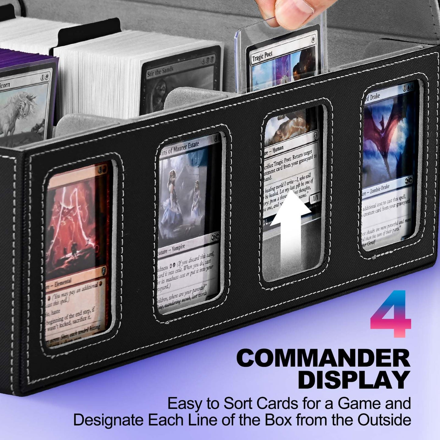UAONO Trading Card Storage Box with Commander Display | 2400+ Deck Box for MTG