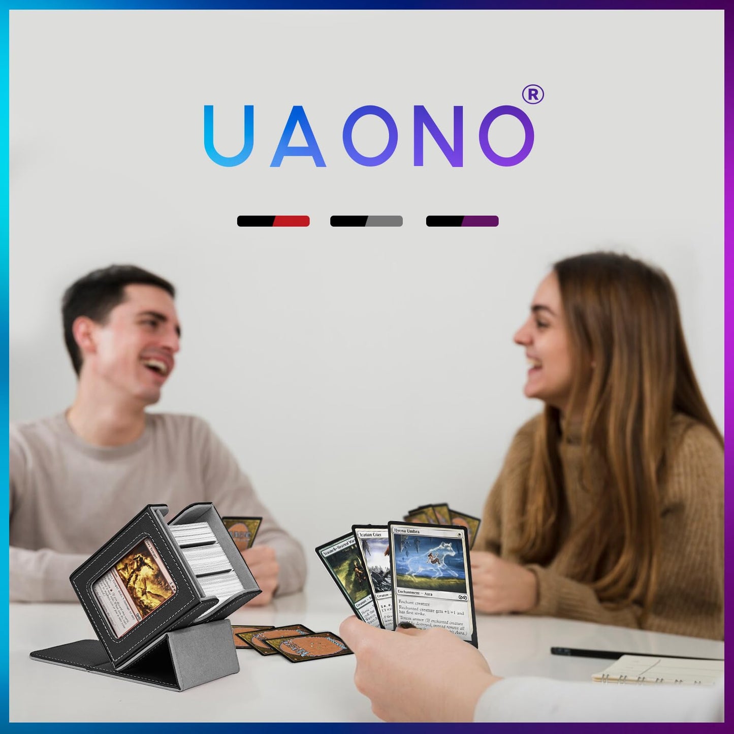 UAONO Card Deck Box with MTG Commander Display – Holds 100+ Cards + Top Loader