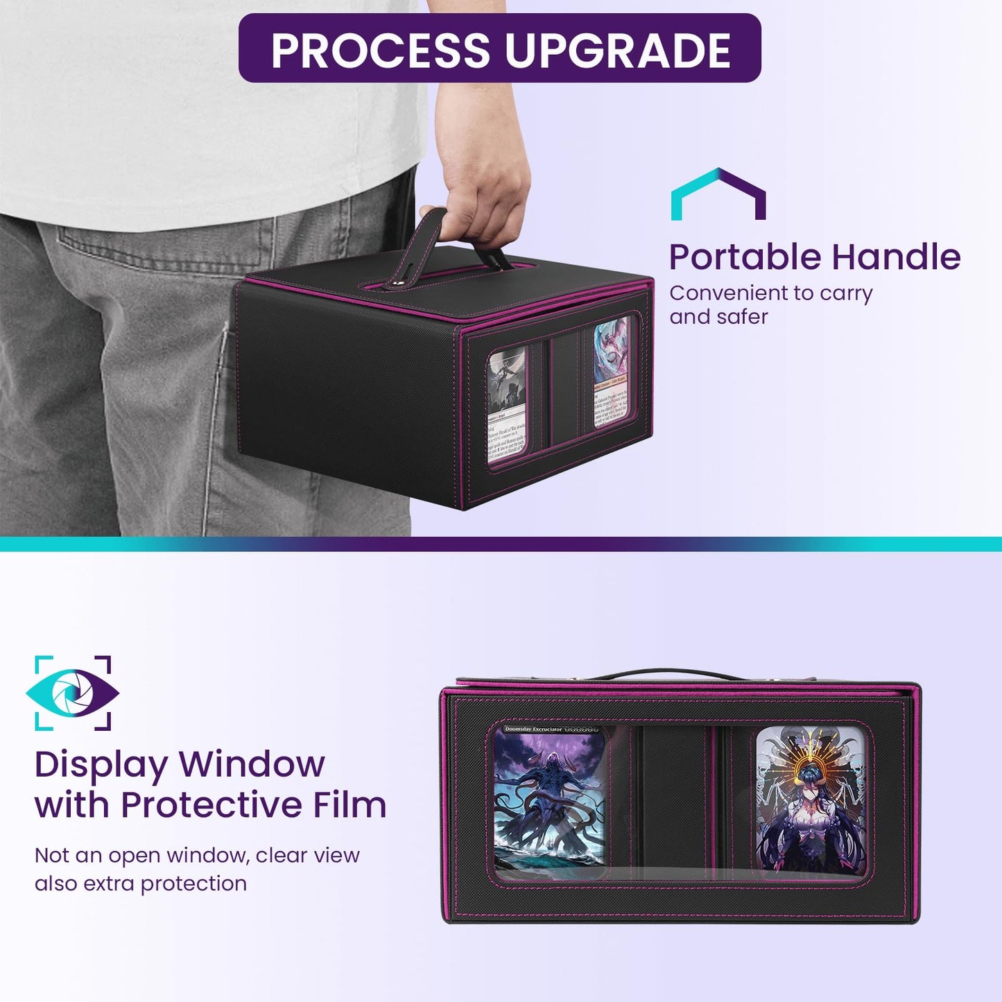 UAUZA MTG Card Deck Box with Commander Display — 400+ Capacity, 5-in-1 Storage