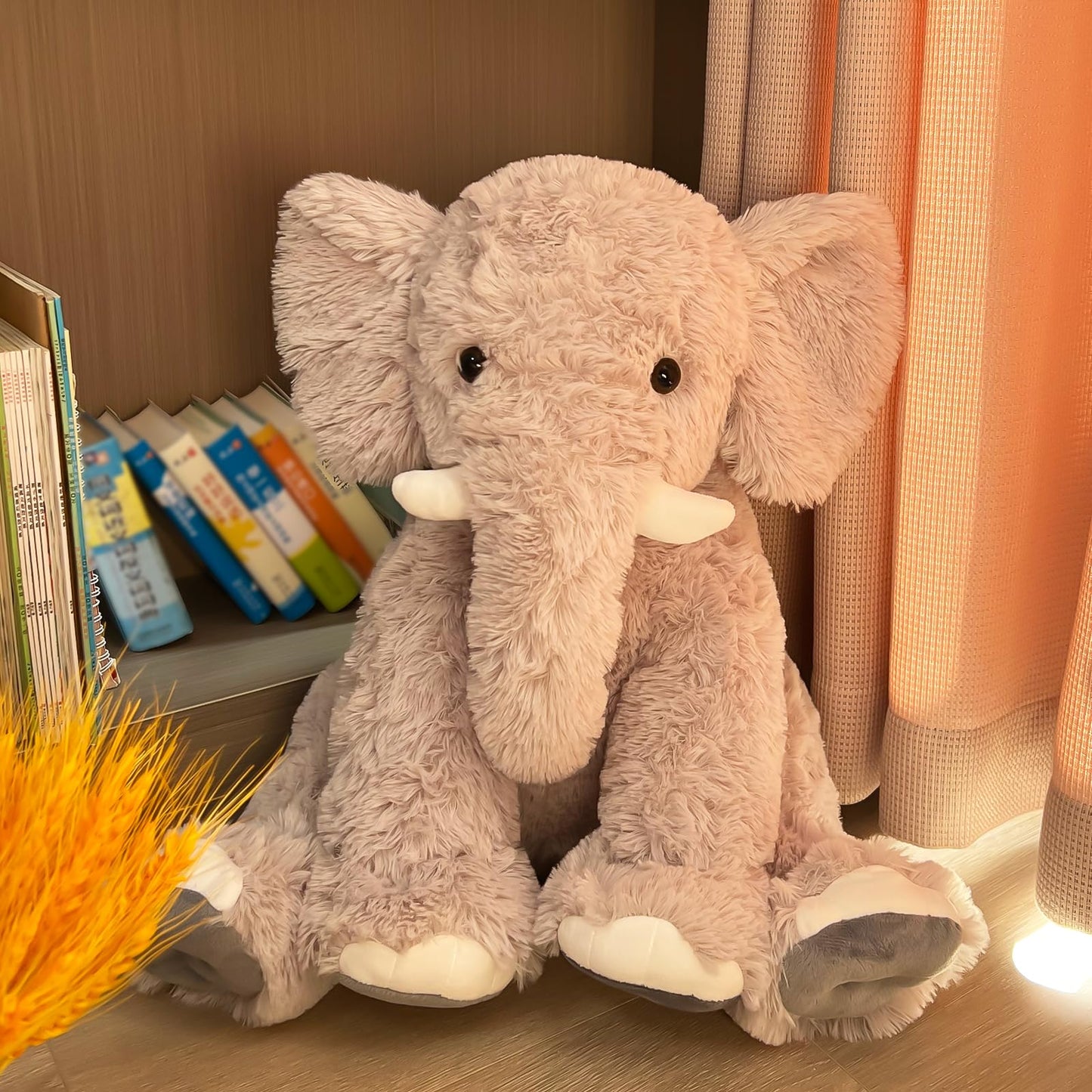 UBABER 19.2-Inch Large Elephant Plush — Soft Gray Elephant Stuffed Animal, Safe & Cozy Room Decor