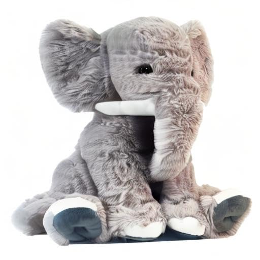 UBABER 19.2-Inch Large Elephant Plush — Soft Gray Elephant Stuffed Animal, Safe & Cozy Room Decor