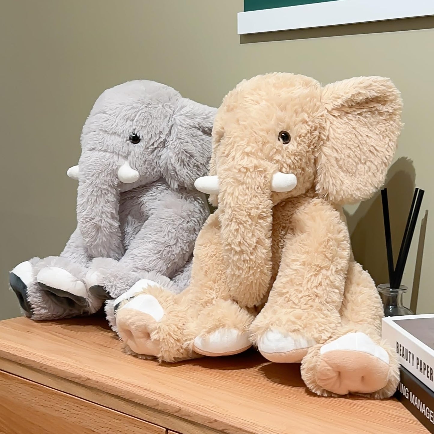 UBABER 19.2-Inch Large Elephant Plush — Soft Gray Elephant Stuffed Animal, Safe & Cozy Room Decor
