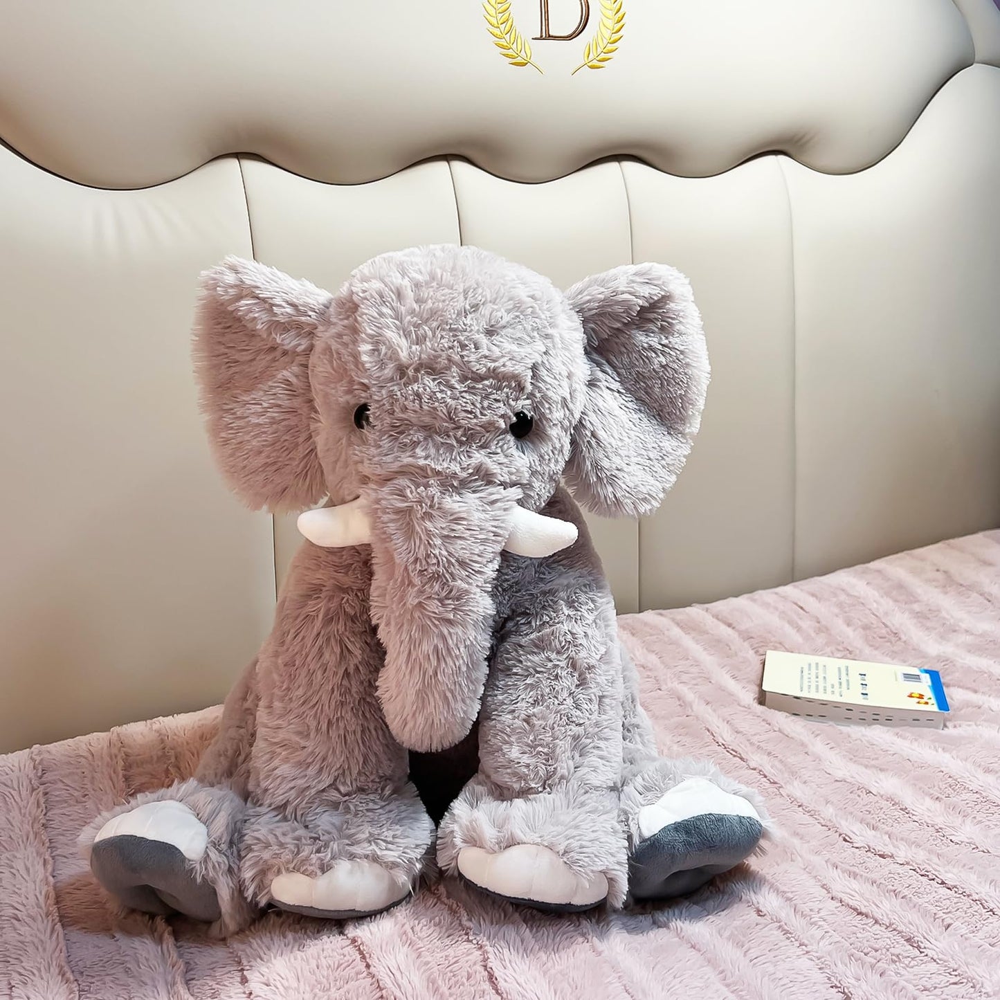 UBABER 19.2-Inch Large Elephant Plush — Soft Gray Elephant Stuffed Animal, Safe & Cozy Room Decor