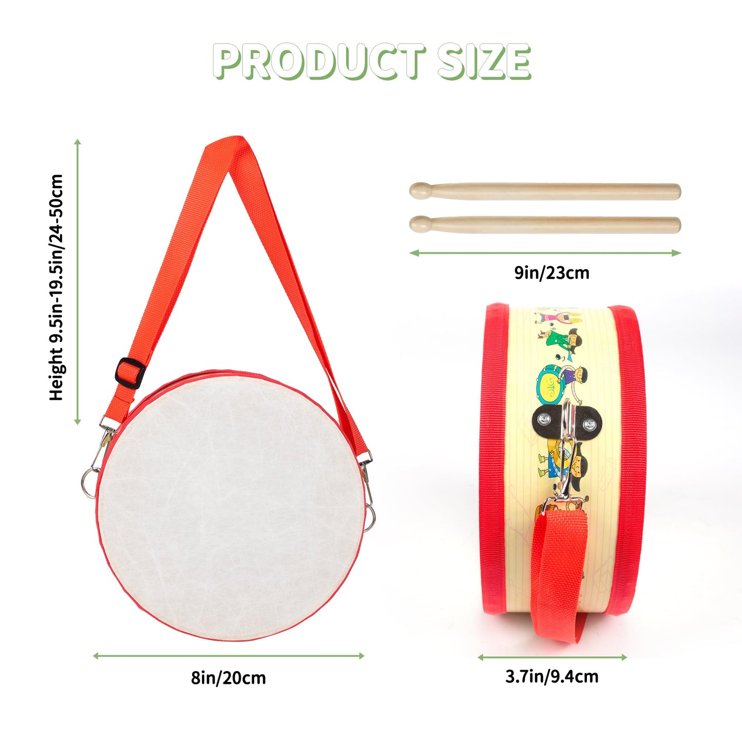 Ubblove Kids Drum Set with Adjustable Strap – Toddler Instrument for Ages 3-5 (Red)