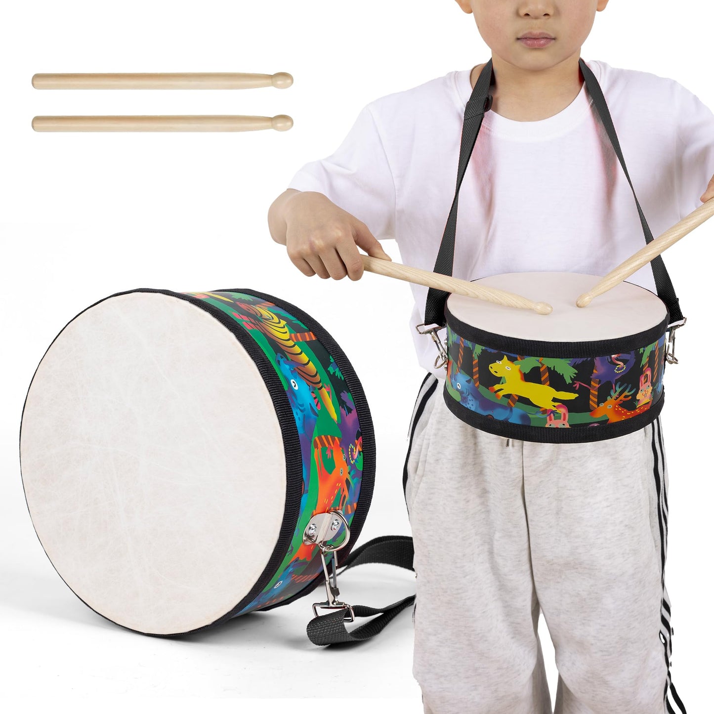 Ubblove Kids Drum Set with Adjustable Strap – Portable Toddler Percussion Kit for Ages 3-5