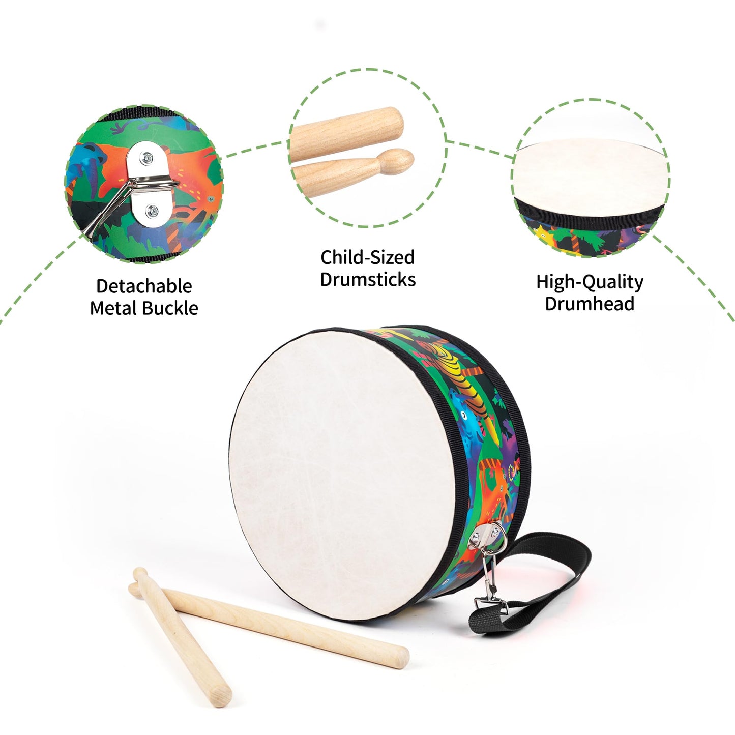 Ubblove Kids Drum Set with Adjustable Strap – Portable Toddler Percussion Kit for Ages 3-5