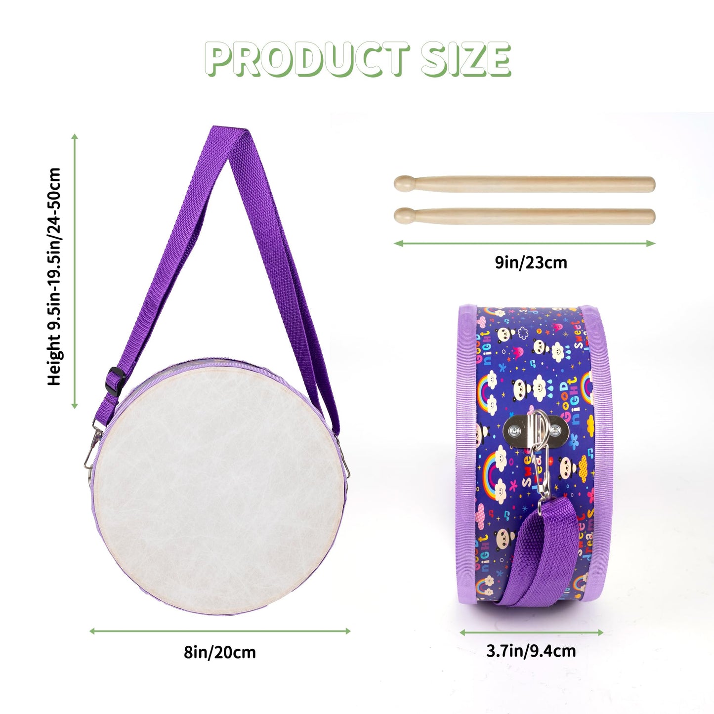 Ubblove Kids Drum Set with Adjustable Strap – Wearable Toddler Drum Kit for Ages 3-5 (Purple)