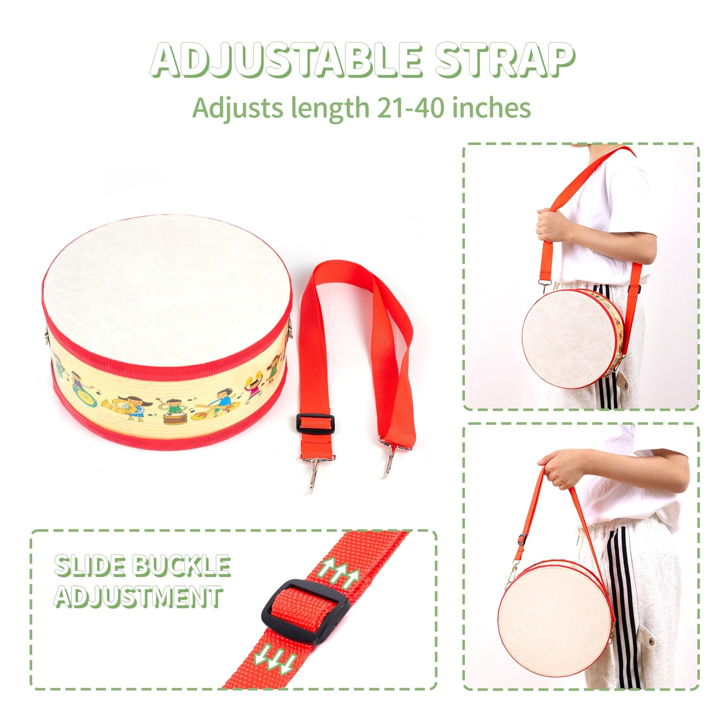 Ubblove Kids Drum Set with Adjustable Strap – Toddler Instrument for Ages 3-5 (Red)