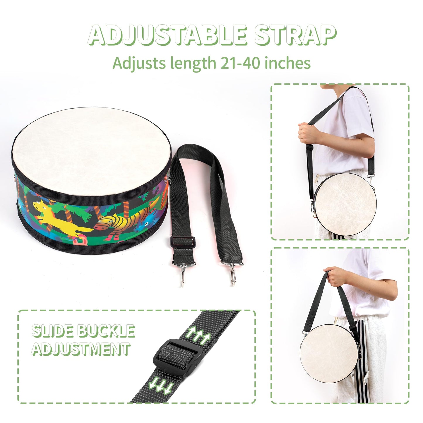 Ubblove Kids Drum Set with Adjustable Strap – Portable Toddler Percussion Kit for Ages 3-5