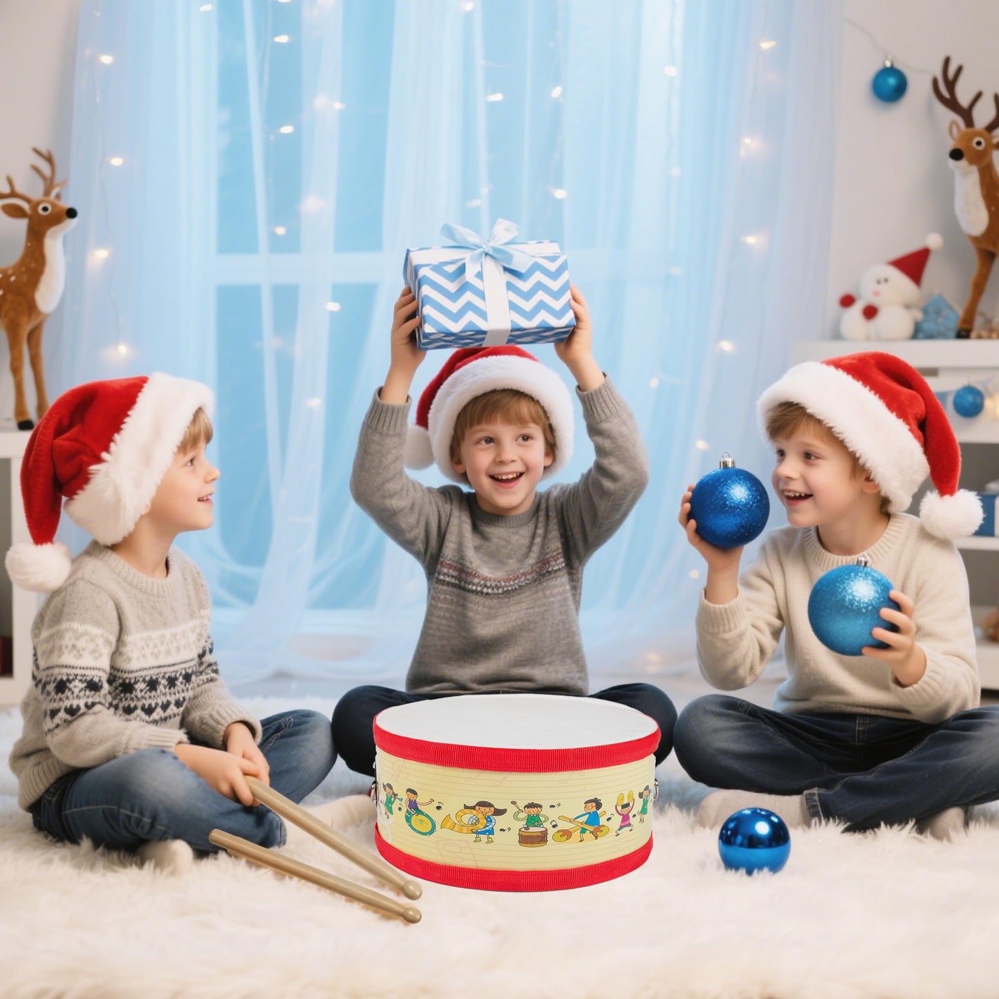 Ubblove Kids Drum Set with Adjustable Strap – Toddler Instrument for Ages 3-5 (Red)