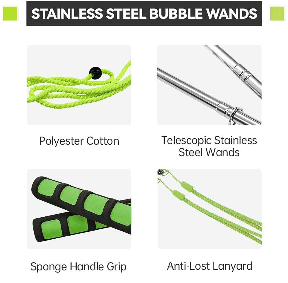 Ubitree 2-Pack Giant Bubble Wands – Telescopic Stainless Steel Bubble Blowers for Kids & Adults