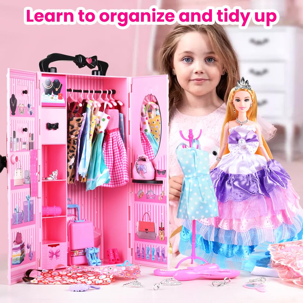 UCanaan Girl Doll Closet Set – 11.5-Inch Fashion Doll with Clothes & Accessories