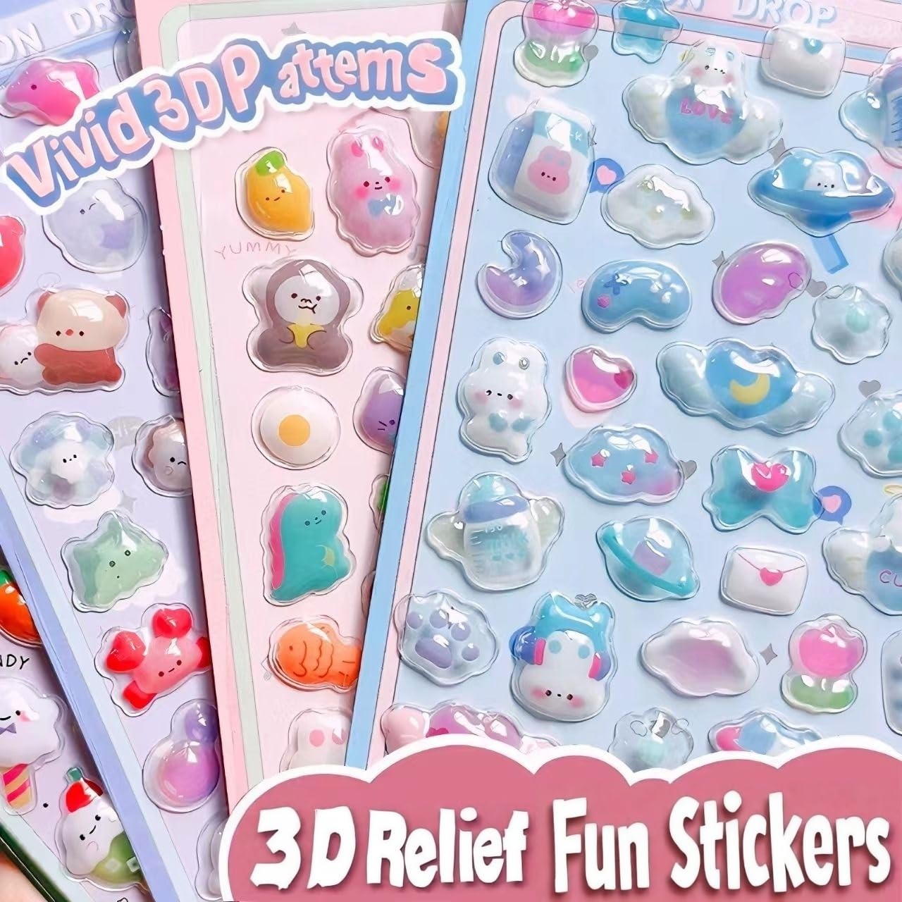 Uchyius 3D Puffy Stickers – Kawaii Decor for Phone Case & Notebook (Style-2)