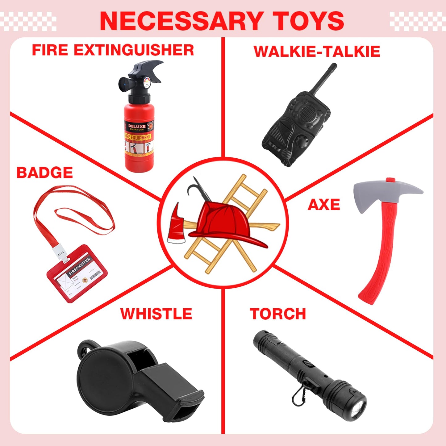 Udekit Firemen Costume for Kids – Fire Chief Dress-Up (Ages 2–4)