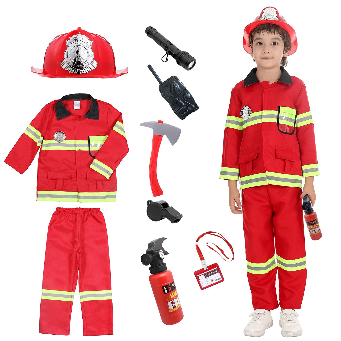 Udekit Firemen Costume for Kids – Fire Chief Dress-Up (Ages 2–4)
