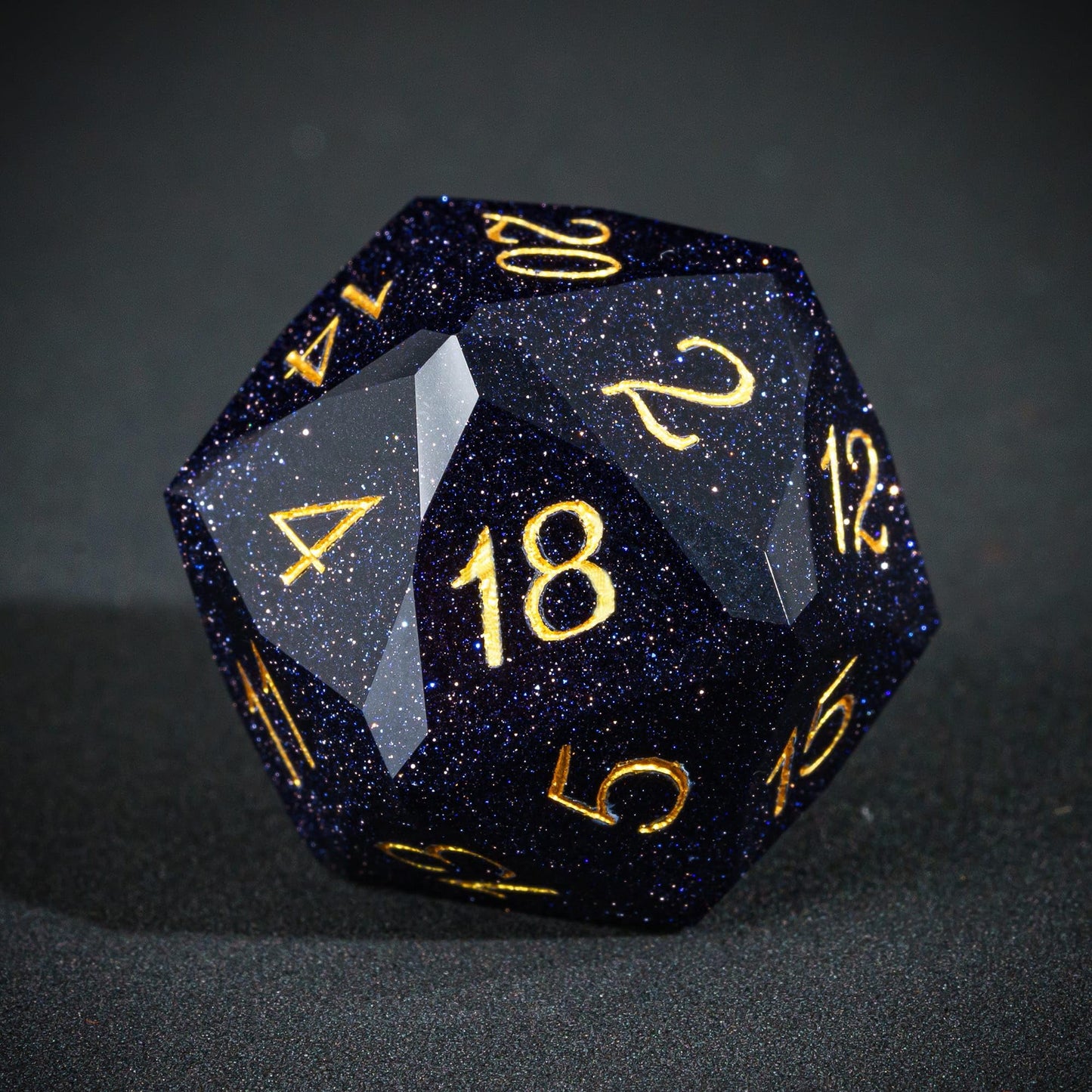 UDIXI 7PCS Gemstone DND Dice Set – Blue Sandstone Polyhedral Dice with Leather Gift Case