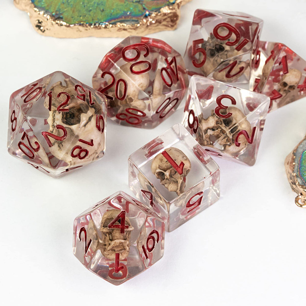UDIXI Skull DND Dice Set – Resin RPG Dice with Storage Pouch