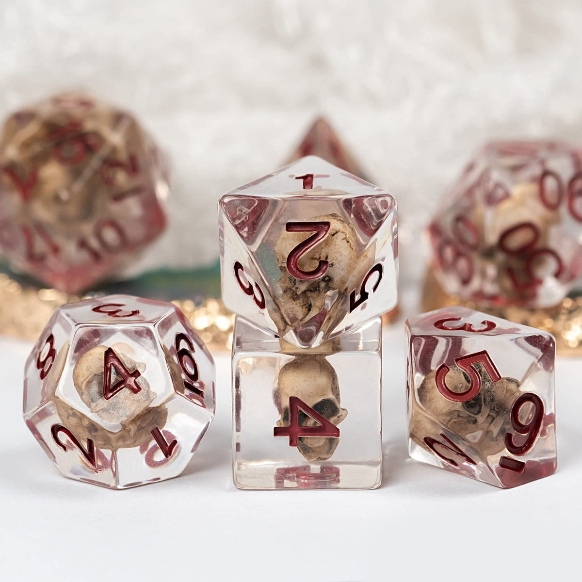 UDIXI Skull DND Dice Set – Resin RPG Dice with Storage Pouch