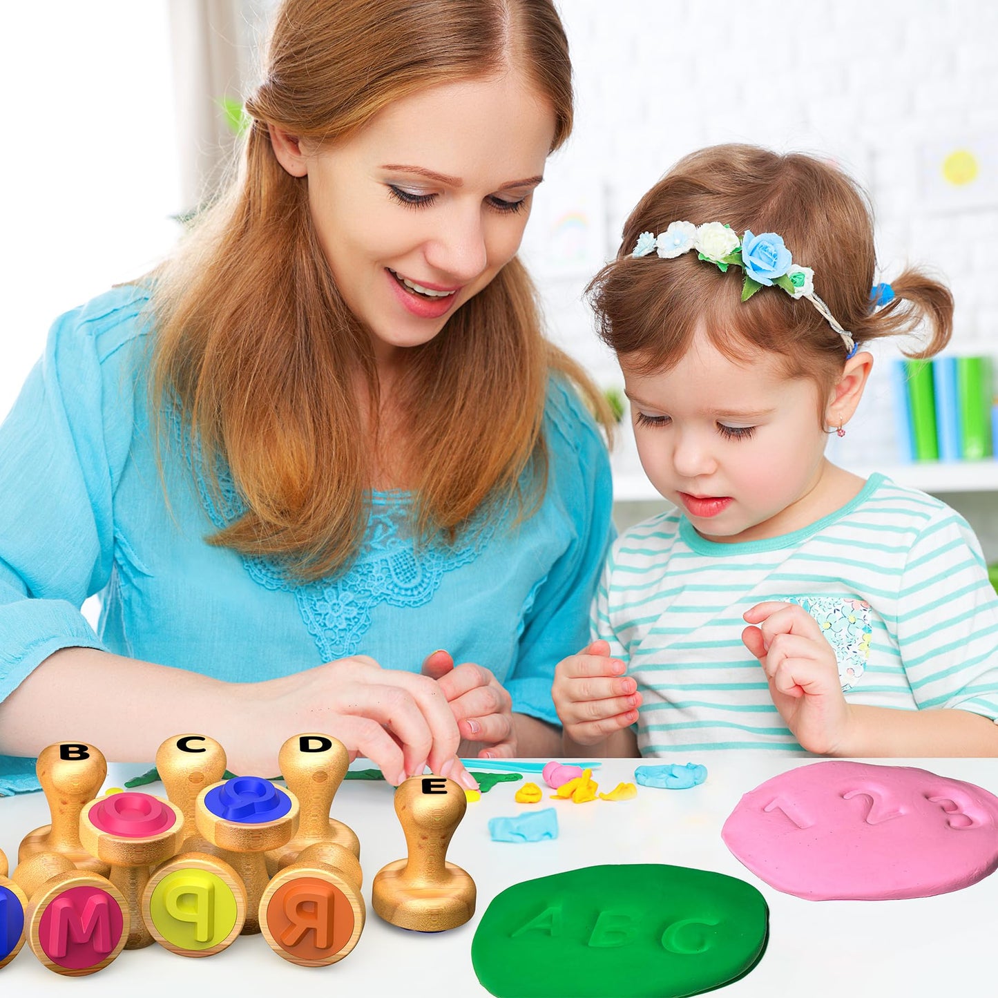 UdoUto Wooden Alphabet & Number Stamps for Kids | Montessori Learning Set