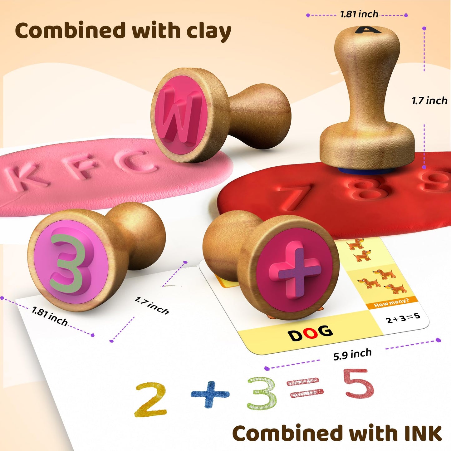 UdoUto Wooden Alphabet & Number Stamps for Kids | Montessori Learning Set