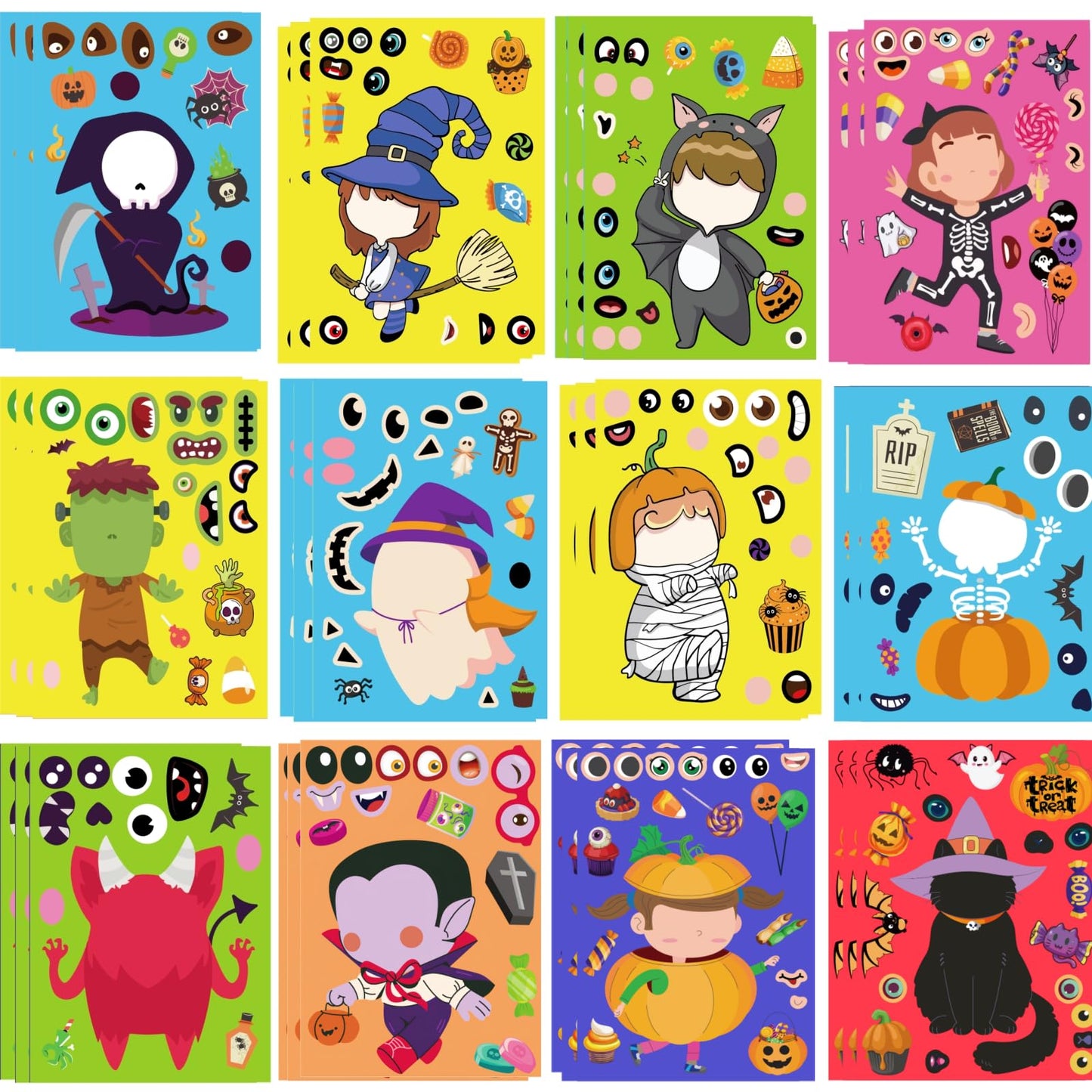 UDTAATO 36 Sheets Large Size Halloween Stickers for Kids – Make Your Own Stickers, Crafts & Party Favors