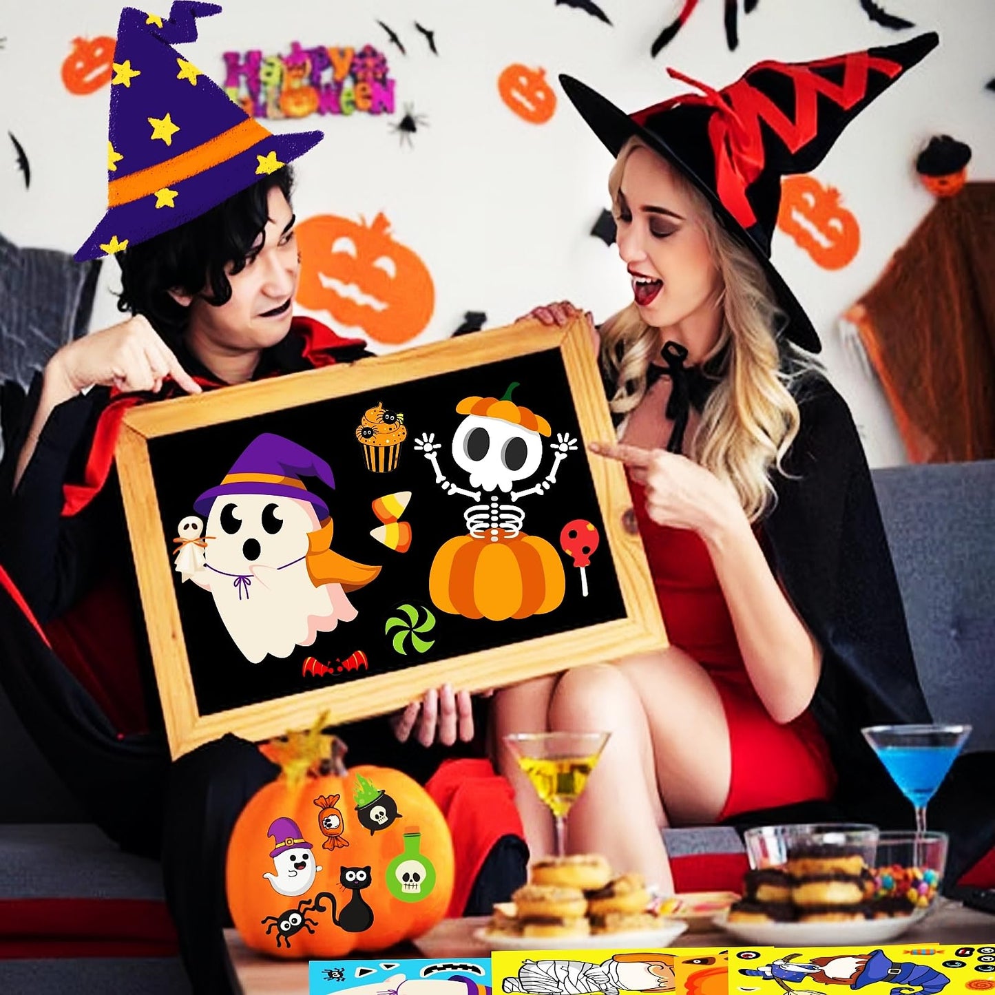 UDTAATO 36 Sheets Large Size Halloween Stickers for Kids – Make Your Own Stickers, Crafts & Party Favors