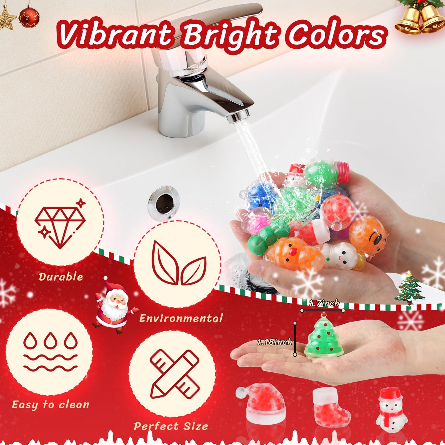 UDZRL 24-Piece Christmas Stress Balls — Squeeze Toys for Stockings, Party Favors & Gifts