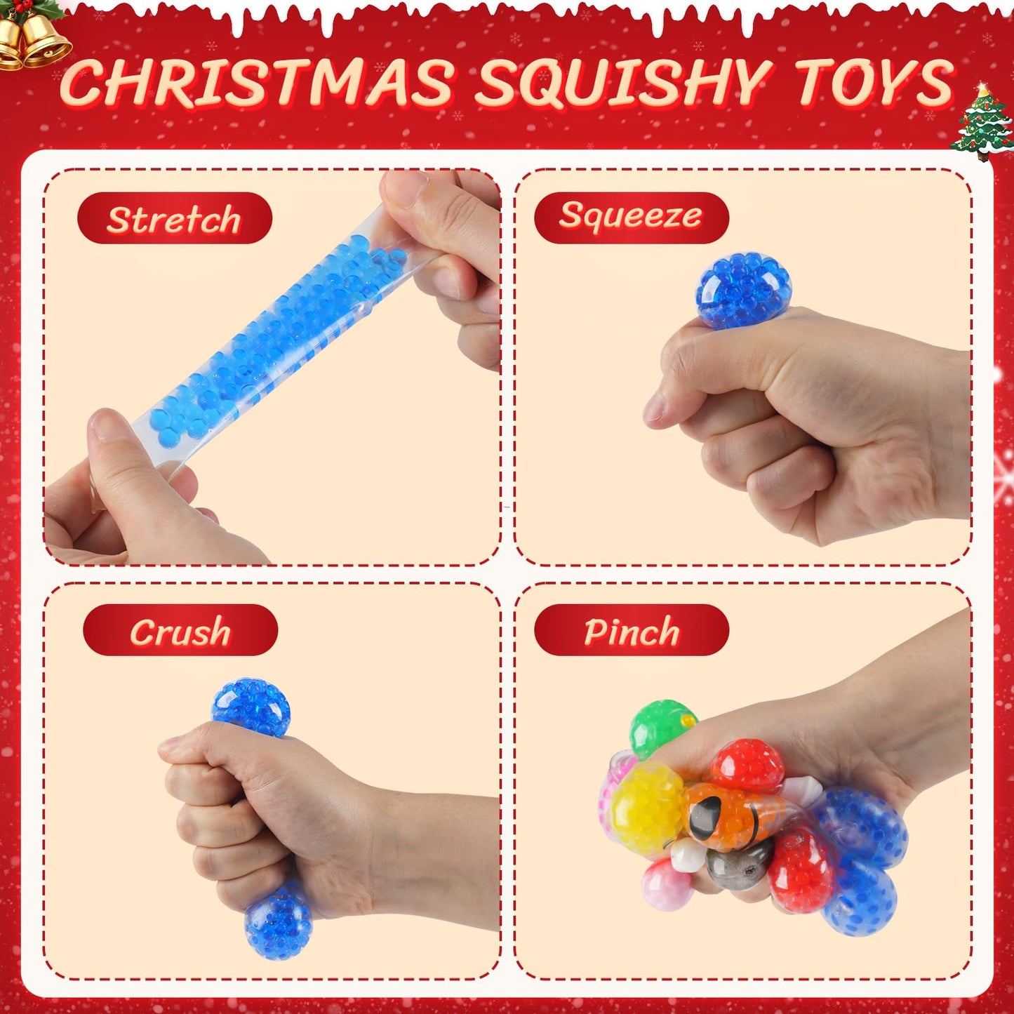 UDZRL 24-Piece Christmas Stress Balls — Squeeze Toys for Stockings, Party Favors & Gifts