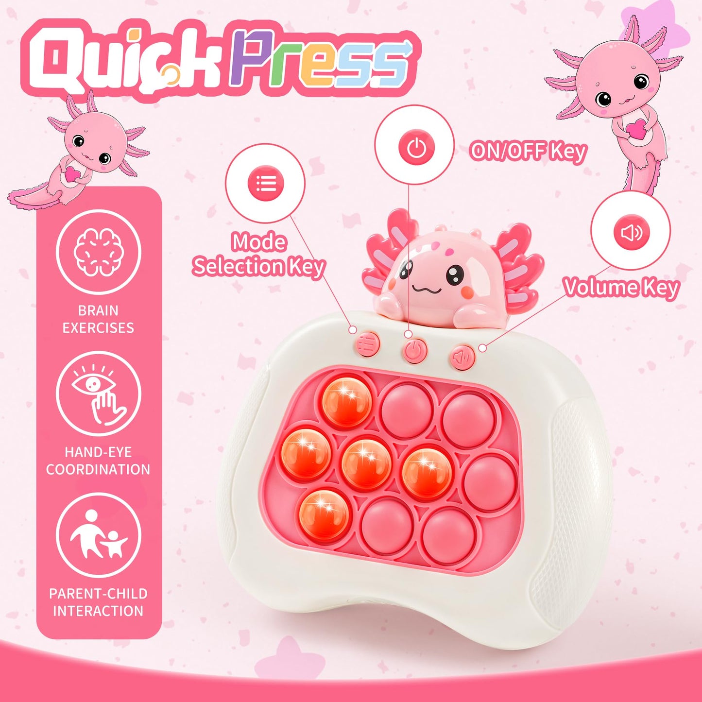 Ueghz Valentines Day Axolotl Pop Game – Portable Fidget Toy & Quick Push Bubble Up Toy