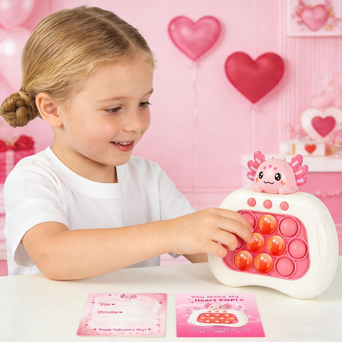Ueghz Valentines Day Axolotl Pop Game – Portable Fidget Toy & Quick Push Bubble Up Toy