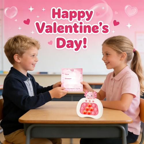 Ueghz Valentines Day Axolotl Pop Game – Portable Fidget Toy & Quick Push Bubble Up Toy