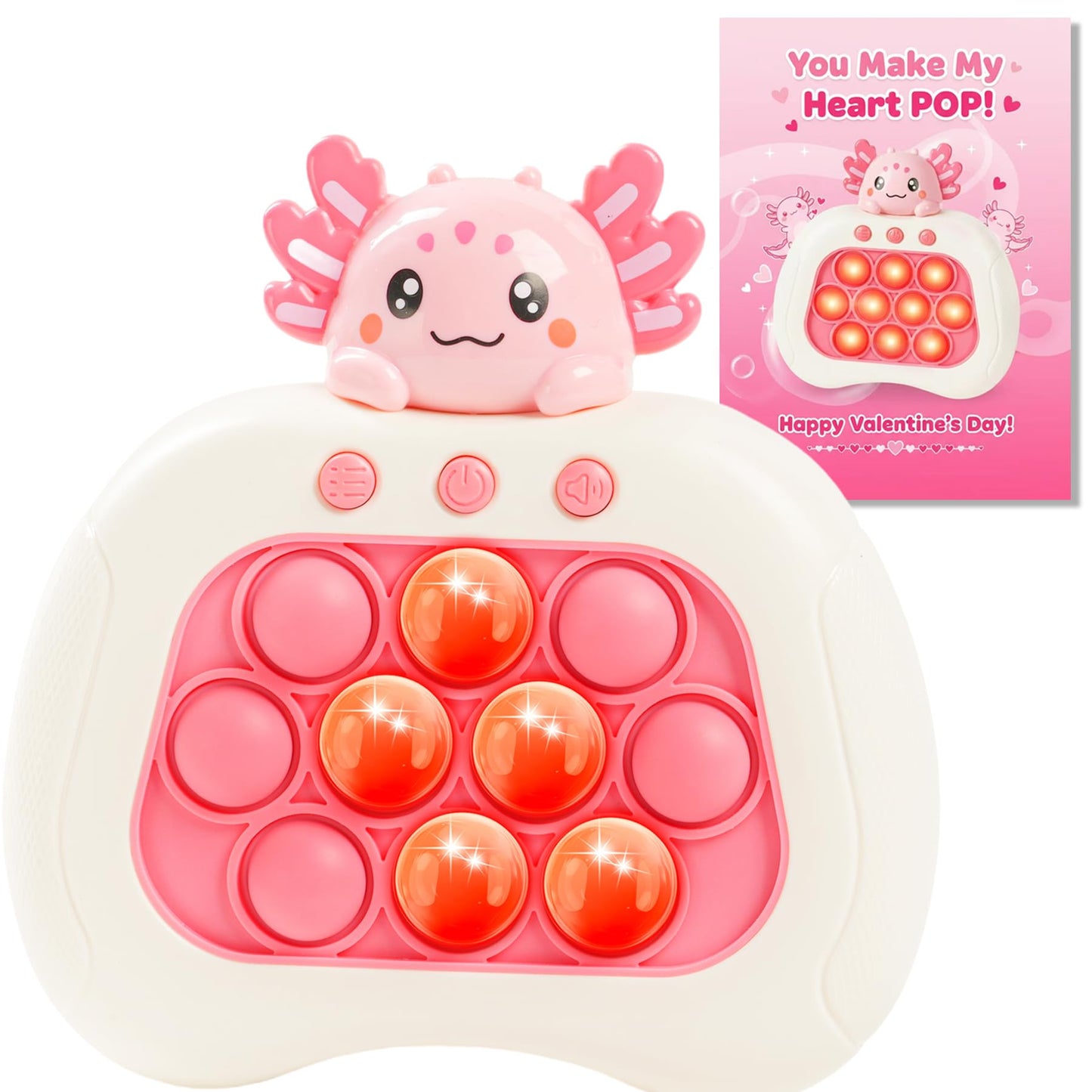 Ueghz Valentines Day Axolotl Pop Game – Portable Fidget Toy & Quick Push Bubble Up Toy