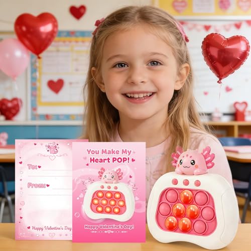 Ueghz Valentines Day Axolotl Pop Game – Portable Fidget Toy & Quick Push Bubble Up Toy