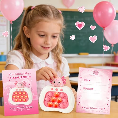 Ueghz Valentines Day Axolotl Pop Game – Portable Fidget Toy & Quick Push Bubble Up Toy