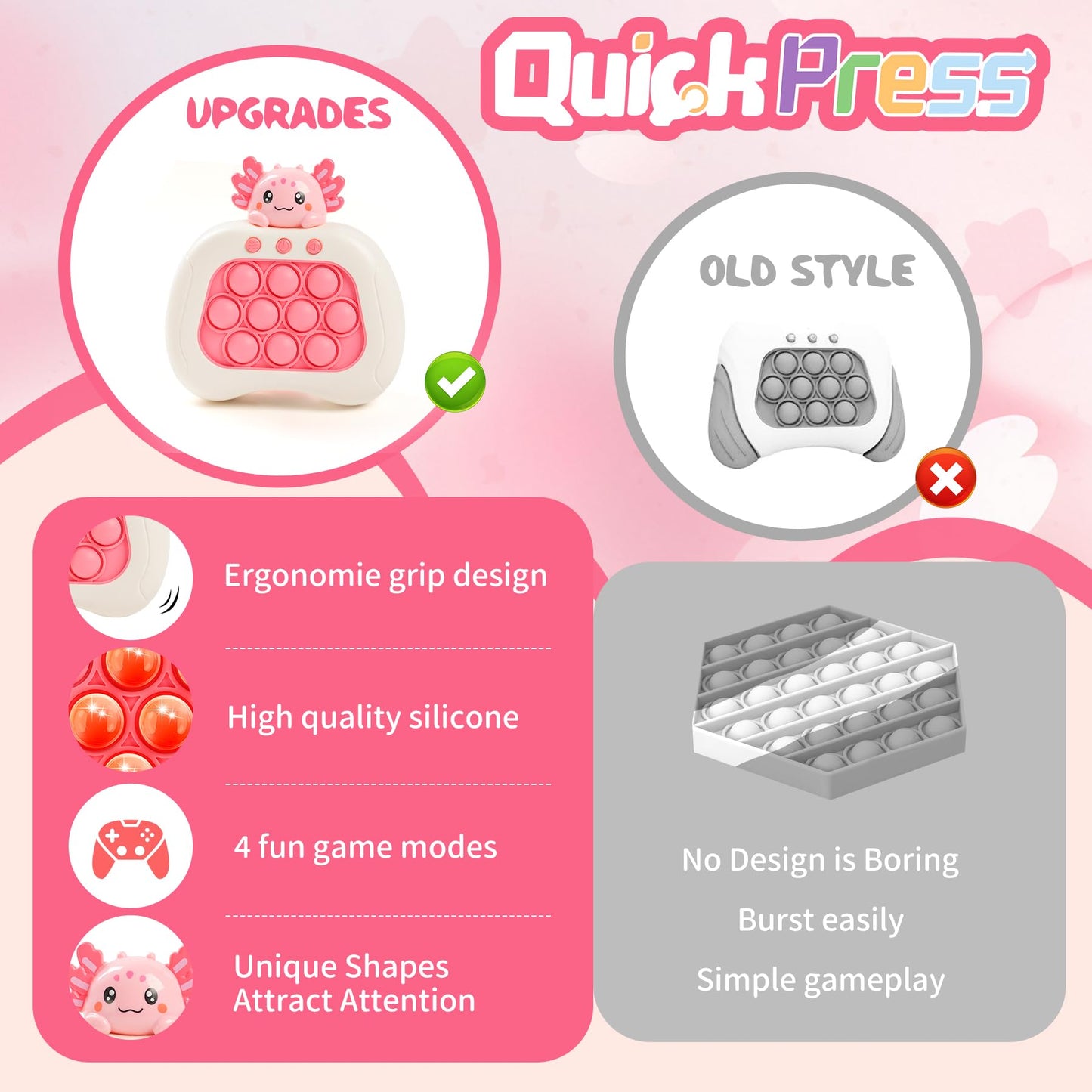 Ueghz Valentines Day Axolotl Pop Game – Portable Fidget Toy & Quick Push Bubble Up Toy