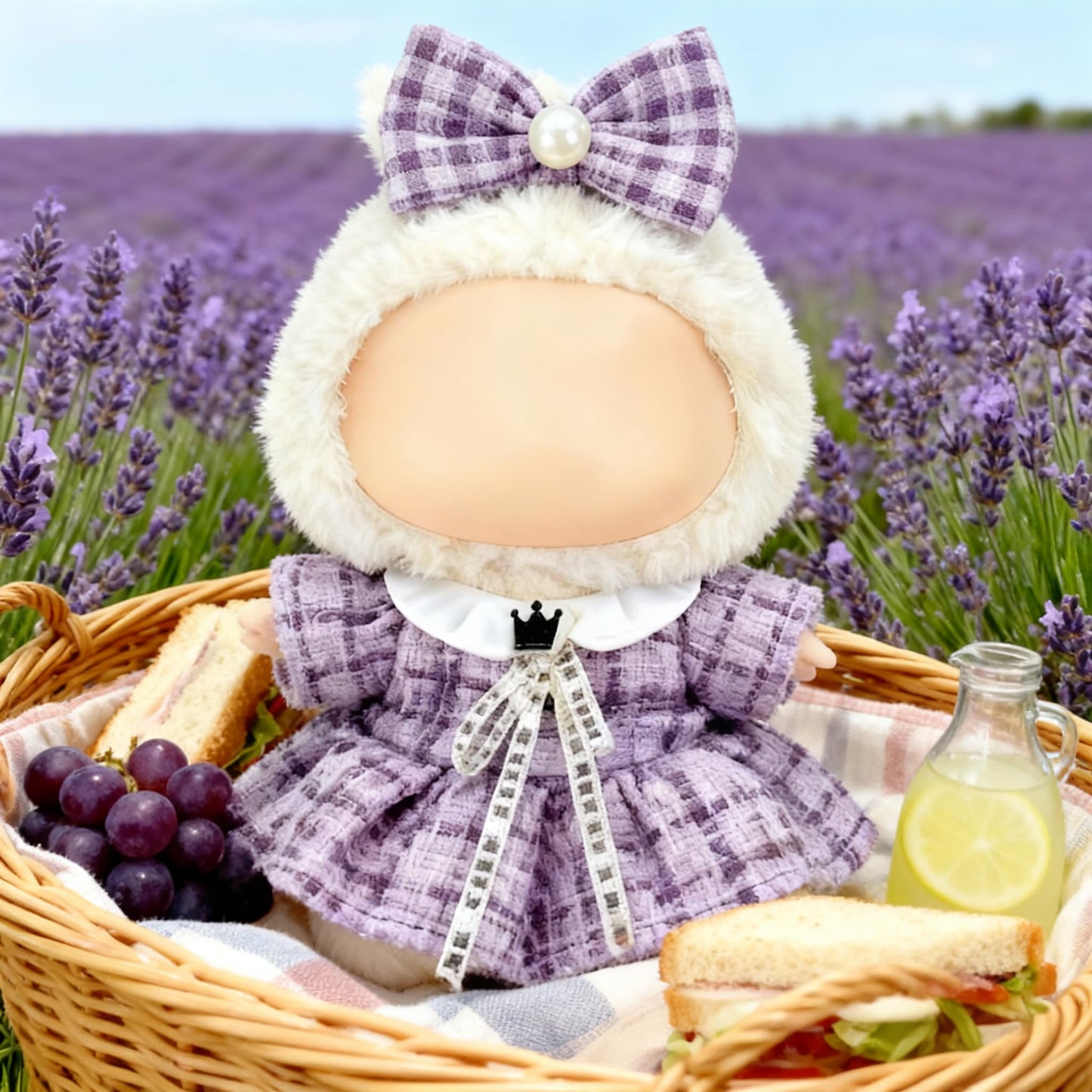Ueuo Labubu 17cm Doll Outfit – Dress & Hairpin Set (Style O)
