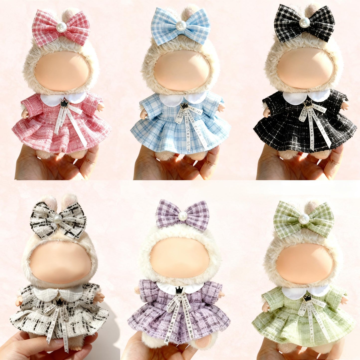 Ueuo Labubu 17cm Doll Outfit – Dress & Hairpin Set (Style O)