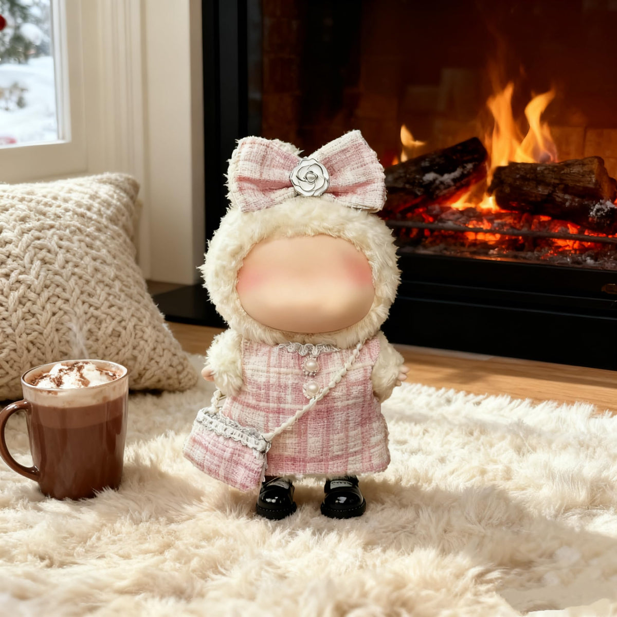 Ueuo LABUBU 17cm Doll Outfit Set – Dress, Hairpin & Mini Bag (Style J)