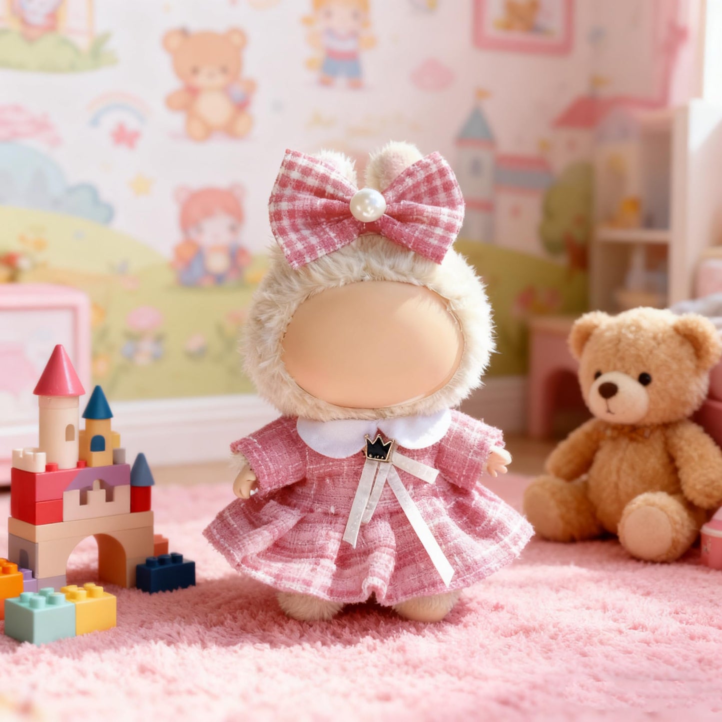 Ueuo LABUBU 17cm Doll Clothes – Dress & Hairpin Set for LABUBU Style S