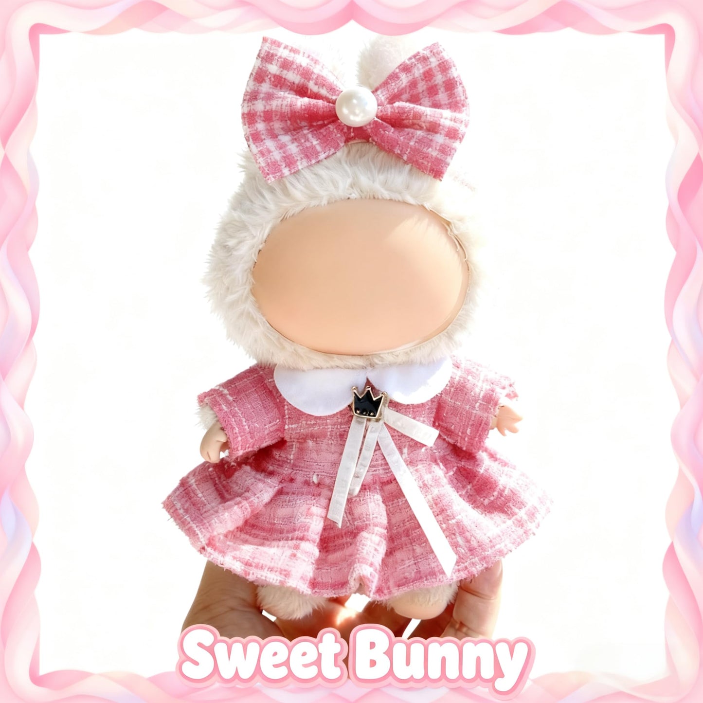 Ueuo LABUBU 17cm Doll Clothes – Dress & Hairpin Set for LABUBU Style S