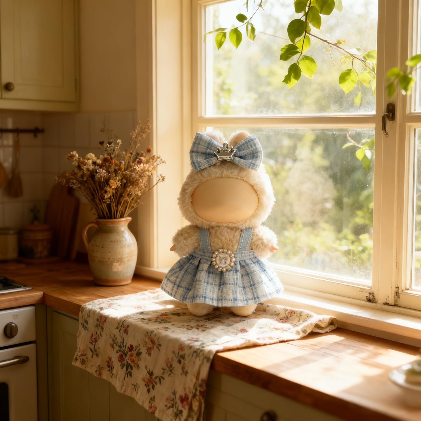 Ueuo Labubu 17cm Doll Outfit – Dress & Hairpin Set (Style C)