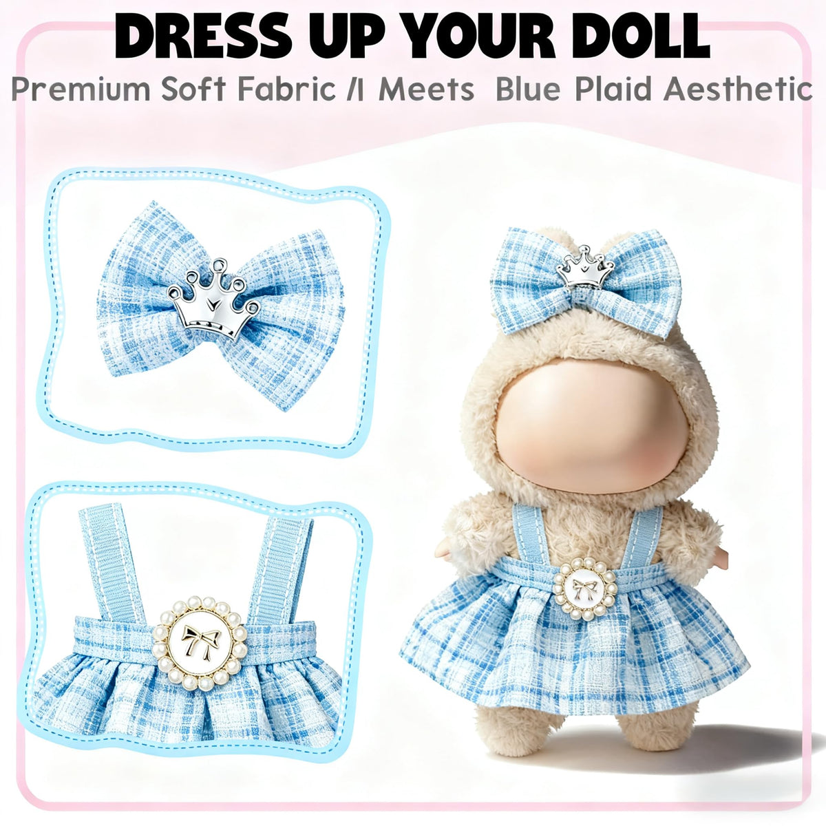 Ueuo Labubu 17cm Doll Outfit – Dress & Hairpin Set (Style C)