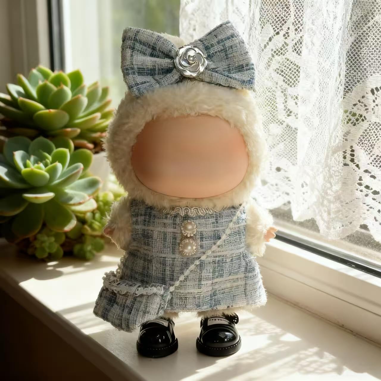 Ueuo 17cm LABUBU Doll Clothes Set – Dress, Hairpin & Mini Bag (No Doll)