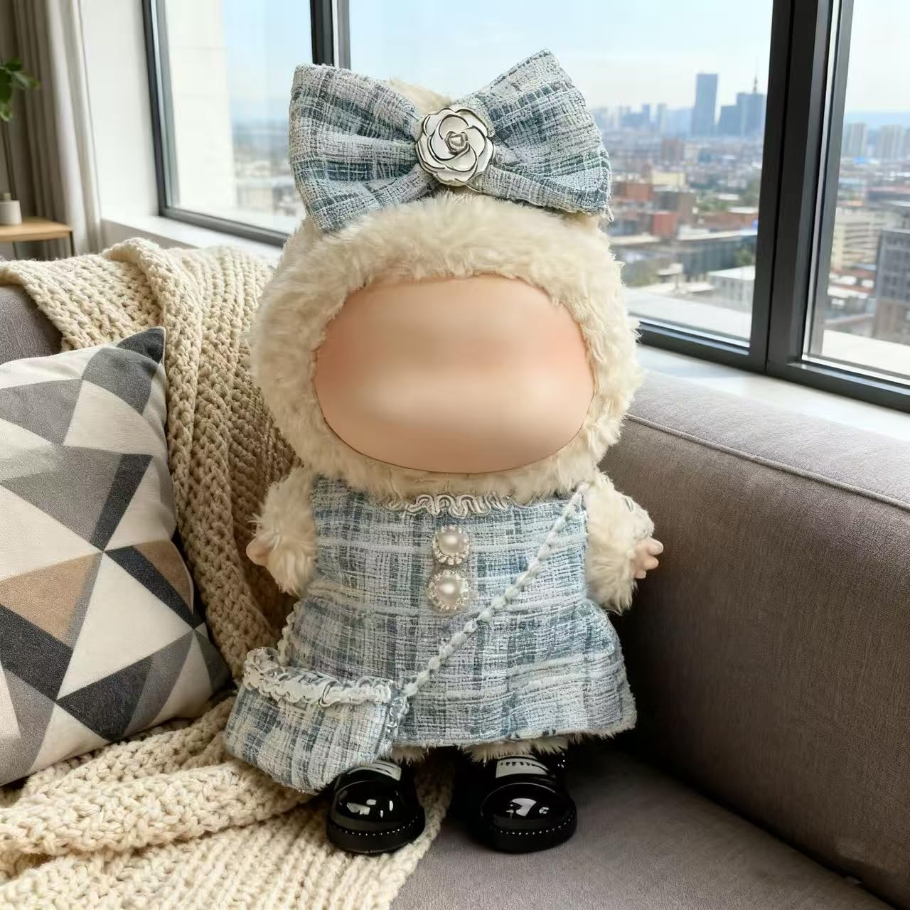 Ueuo 17cm LABUBU Doll Clothes Set – Dress, Hairpin & Mini Bag (No Doll)