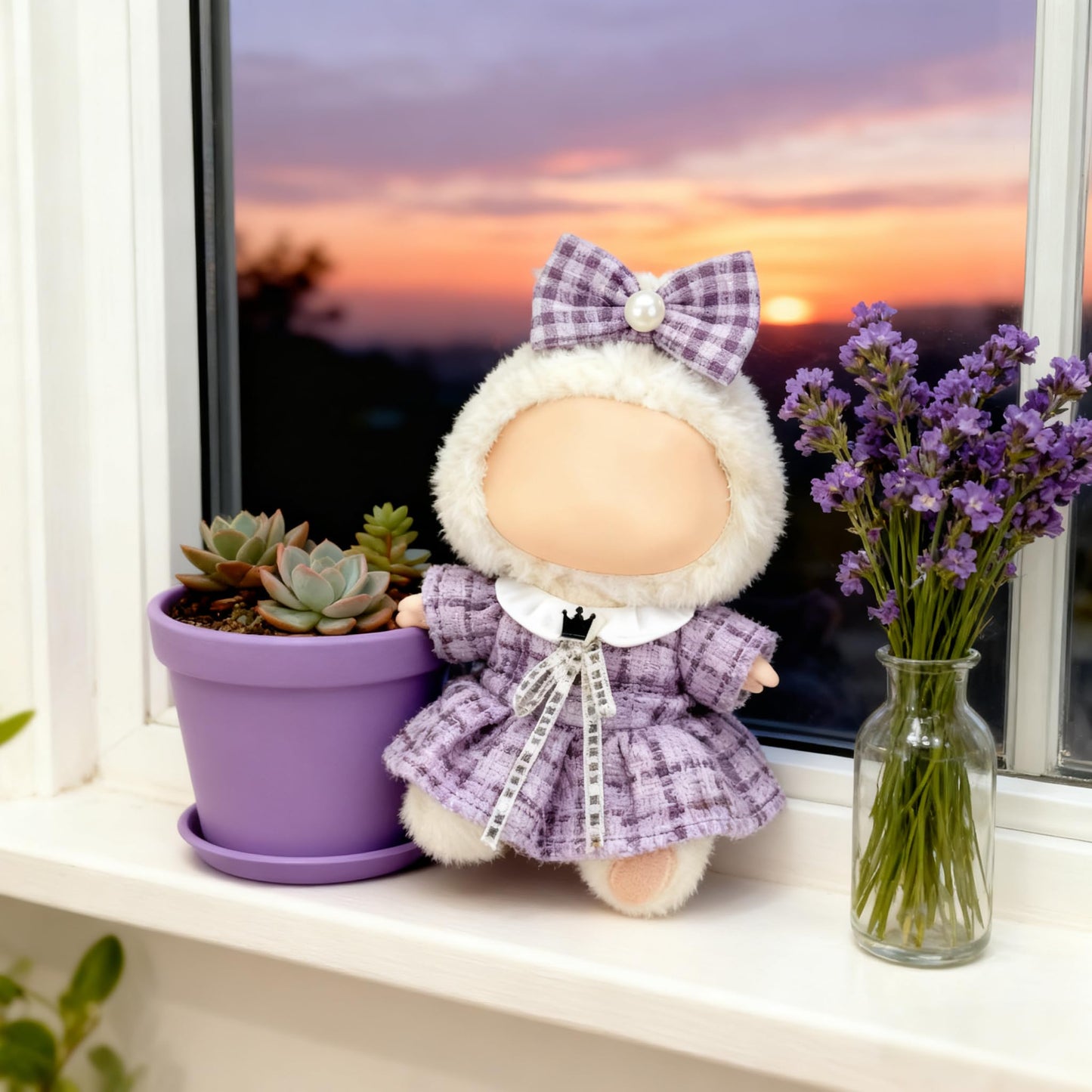 Ueuo Labubu 17cm Doll Outfit – Dress & Hairpin Set (Style O)
